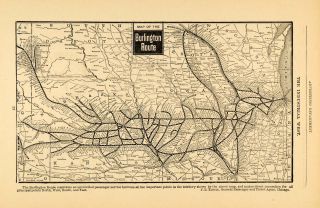  Burlington Railway Route Midwest Map P S Eustis   ORIGINAL ADVERTISING