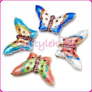  Cloisonne Enamel Butterfly Metal Beads Jewelry Making Supplies