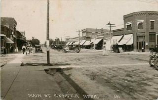 Exeter Nebraska NE 1920s Real Photo Vintage Postcard Downtown Main