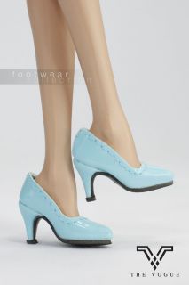 B473 The Vogue Light Blue Leather Fashion High Heels Shoes for Fr