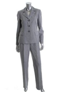 Evan Picone New Gray Pinstriped 2pc Three Button Jacket Flat Front