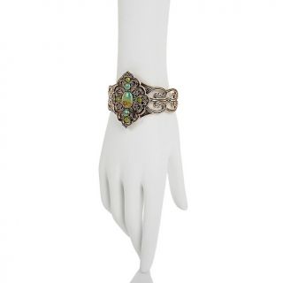 Studio Barse Green Turquoise and Crystal Bronze Cuff Bracelet