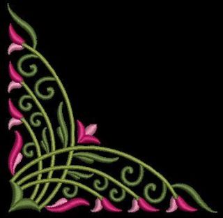 Exotic Floral Corners Machine Embroidery Design CD 4x4 for Brother