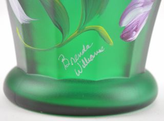 Fenton Art Glass Collectible Green Carnival Vase Designer Showcase