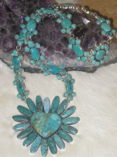 Fabulous Federico Jimenez Southwest Turquoise Radiating Heart Necklace