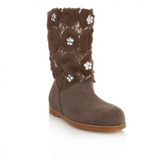 204 328 joan boyce faux suede and faux fur boot with sequins rating 8