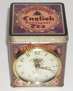 Sandersons English Breakfast Tea Tin with Working Clock