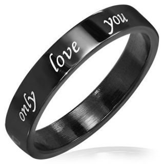 Personalized Stainless Steel Black Promise Ring  Free Engraving