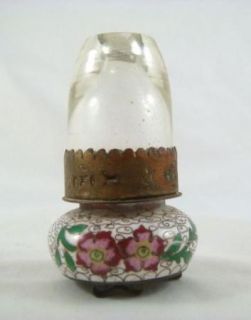 Antique Chinese Cloisonne Floral Double Blossom Miniature Lamp Lantern