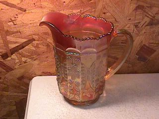 Fenton Carnival Glass Pitcher Berry Butterfly