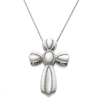 216 913 sterling silver mother of pearl cross pendant with chain