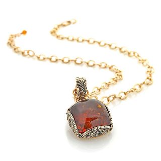 Studio Barse Honey Amber Bronze Pendant with Chain