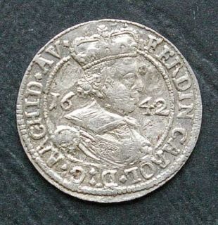 Austria Tyrol Ferdinand Carl 3 Kreuzer 1642 Silver Coin