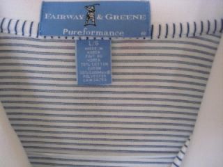 Mens Fairway Greene Pureformance Polo Golf Shirt Blue White Coolmax