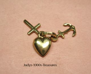 14k SOLID GOLD FAITH HOPE CHARITY CHARM 1.19gr. MADE IN ITALY