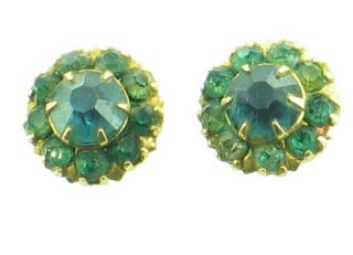 Antique Georgian 10K Green Paste Faux Emerald Earrings