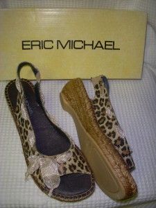 New Eric Michael Sling Back Leopard Sandals Size Vary