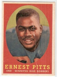 1958 Topps CFL 78 Ernest Pitts Winnipeg Blue Bombers GVG Canadian