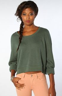 Obey The Blaire Cropped French Terry Sweatshirt in Pine Needle