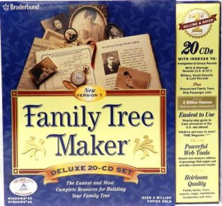 Broderbund Family Tree Maker Version 7 Deluxe 20 CD Set