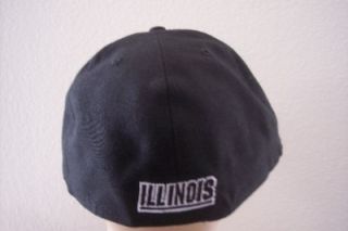 New Era Illinois Fighting Illini 59Fifty Black Wht Baseball Hat Cap 7