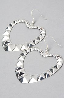 Accessories Boutique The Pyramid Stud Heart Earring in Silver