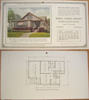 1926 Ad Calendar Craftsman Home Plan Fairbury Nebraska