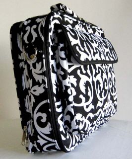  /Laptop Briefcase Bag Padded Travel Luggage Case Damask/Floral White