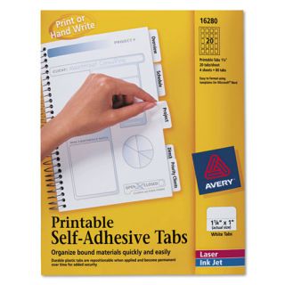 Avery Printable Repositionable Plastic Tabs 1 1 4 in White 96 Pack