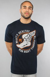 Mighty Healthy The Run Tee in Navy Concrete