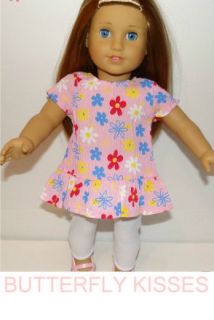 Doll Clothes Fit American Girl McKenna Pink Flower Kringle Dress White