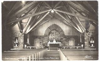 Estes Park Colorado Catholic Church Inside 1950 RPPC