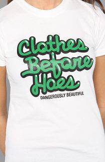 Dangerously Beautiful The Clothes Before Hoes TShirt in Green on White