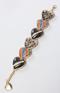 Betsey Johnson The 60s Mod Multi Heart Link Toggle Bracelet