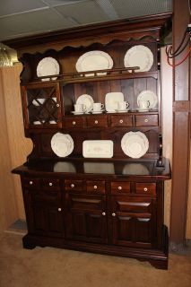 ETHAN ALLEN, Vintage 1970s, Antique Pine China Cabinet Hutch