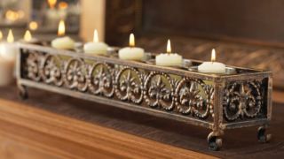 Tabletop Long Filagree Tuscan Candle Tray Set 2