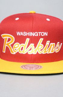 The Washington Redskins Script 2 Tone Snapback Cap in Red & Yellow