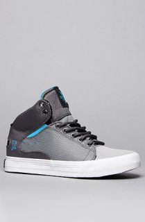 SUPRA The Society Mid Sneaker in Grey RipStop Canvas Neon Blue