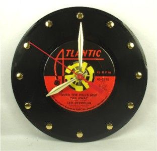 LED ZEPPELIN Over The Hills And Far Away   Recycled Vinyl Record Clock