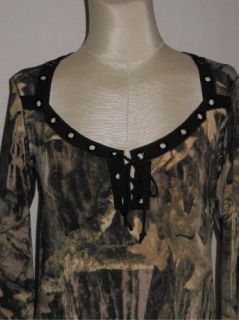 Eva Varro Lace Bodice Leaf Print Jersey Tunic Top M $128 New