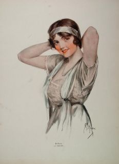 1914 Z. P. Nikolaki Felice Woman Portrait Color Print   ORIGINAL