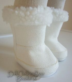 Doll Clothes Fits American Girl White Fur Trim Boots Flat Rate