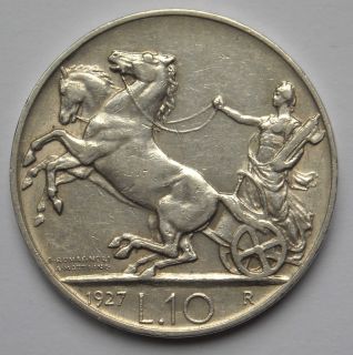 Italy 10 Lire 1927 **FERT**FERT* KM#68 Silver Coin KM#68.2   xf au