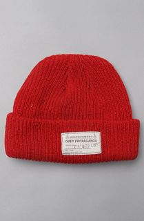 Obey The Draft Beanie in Red Concrete Culture