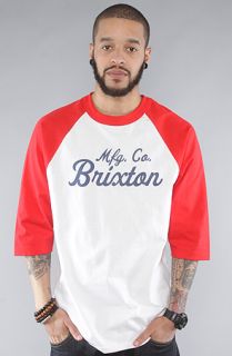 Brixton The Glory Baseball Tee in White Red