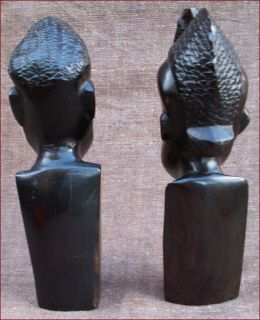  en buste homme et femme du kenya sculpture indigene en palissandre d