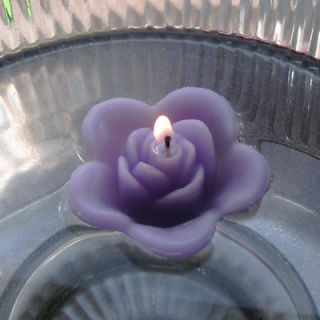 12 Lavender Floating Rose Wedding Candles for Table Centerpiece