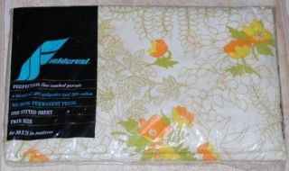  Fern Retro Vintage Twin Fitted Bottom Percale Fabric Sheet NIP