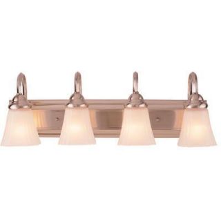 Hampton Bay 4 Light Square Plate Bathroom Fixture Frosted Glass Brush