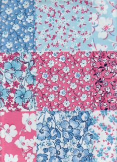 Floral Patchwork Vinyl Tablecloth Pink Blue White Flannel Back Free